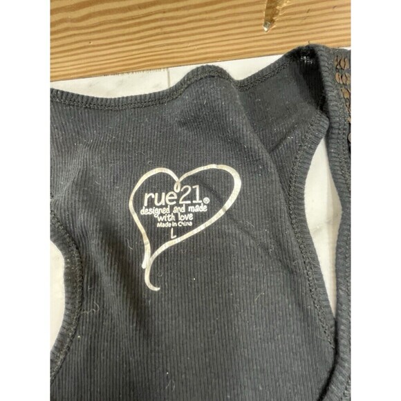 Rue21 Womens Sequin DEADSTOCK Tank Top Layering L Black Club Date Night - Picture 5 of 8